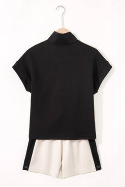 Contrast Zipped T Shirt and Short Set