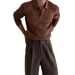 Men’s Slim Fit Knitted Polo Shirt – Long Sleeve