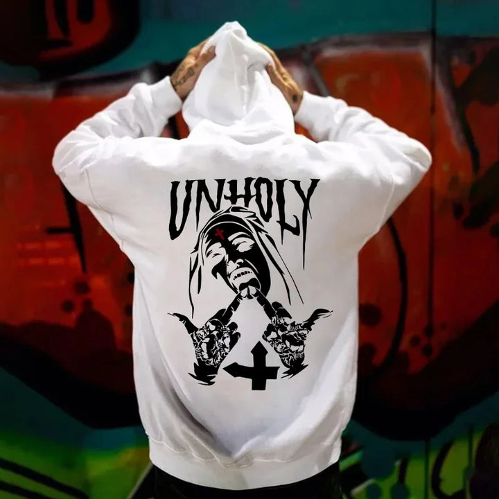 UNHOLY Nun Graphic Casual Black Print Hoodie