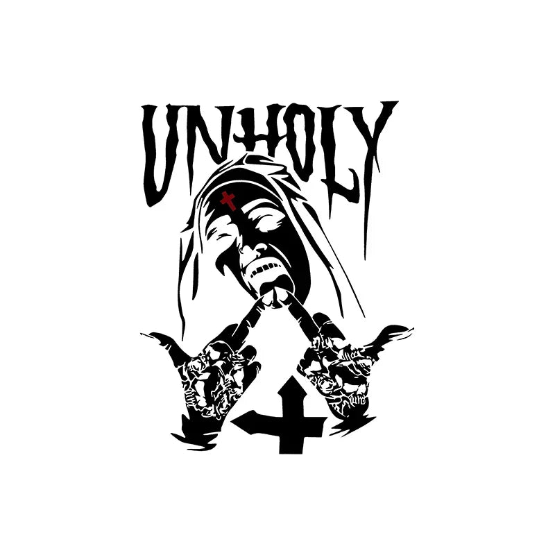 UNHOLY Nun Graphic Casual Black Print Hoodie