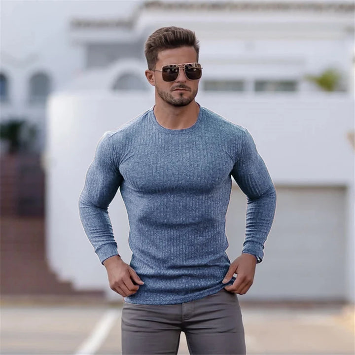 Turtleneck Sweater Men Slim Casual Knit