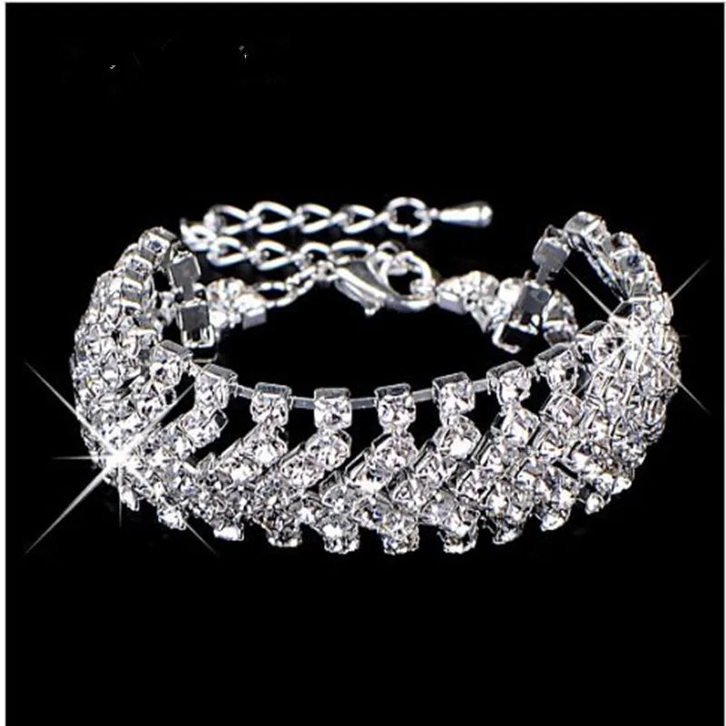 Rhinestone Bangle Sparkling Chain Bracelet