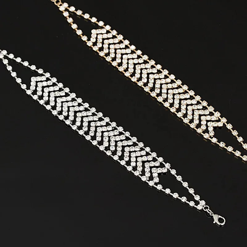 Rhinestone Bangle Sparkling Chain Bracelet
