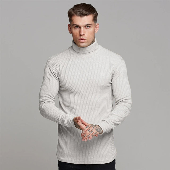 Turtleneck Sweater Men Slim Casual Knit
