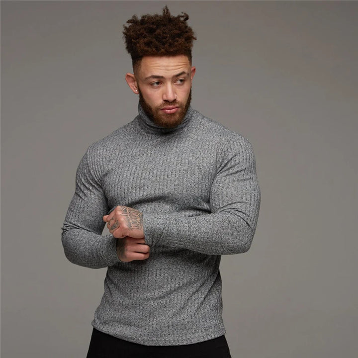 Turtleneck Sweater Men Slim Casual Knit