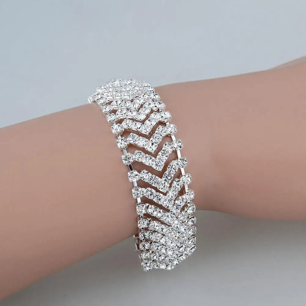 Rhinestone Bangle Sparkling Chain Bracelet
