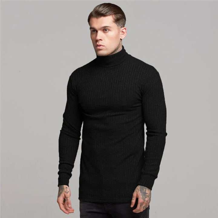 Turtleneck Sweater Men Slim Casual Knit
