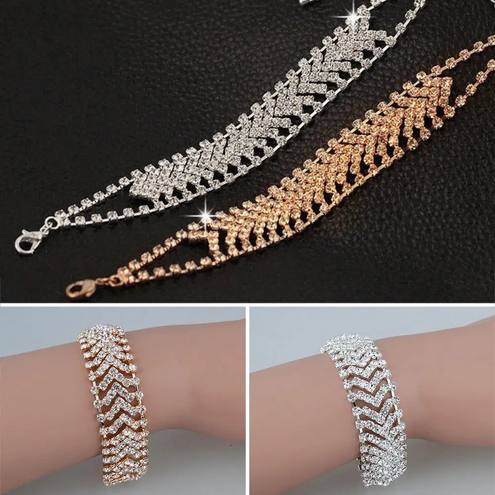 Rhinestone Bangle Sparkling Chain Bracelet