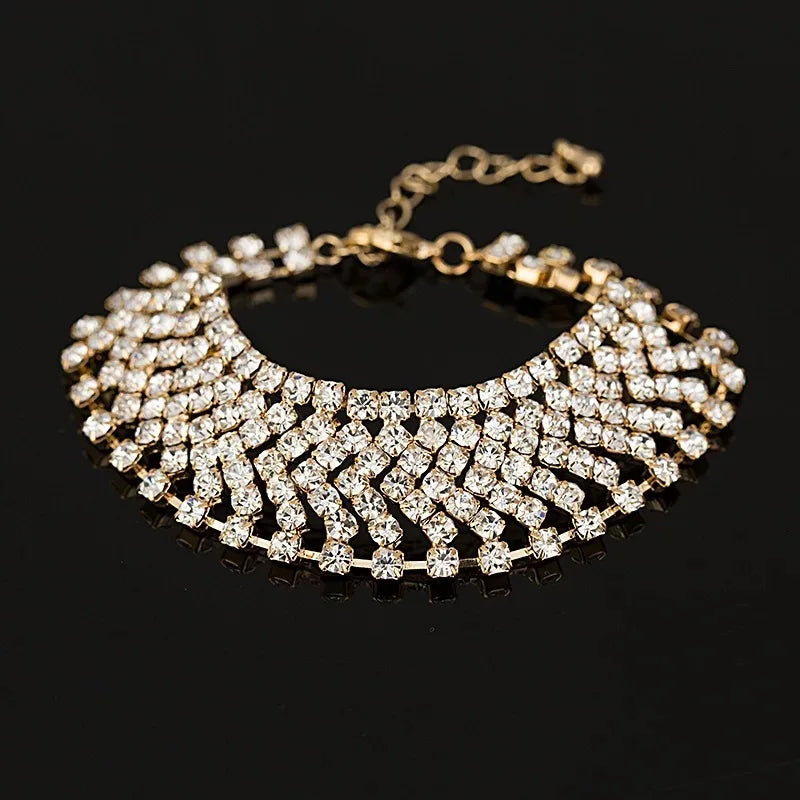 Rhinestone Bangle Sparkling Chain Bracelet