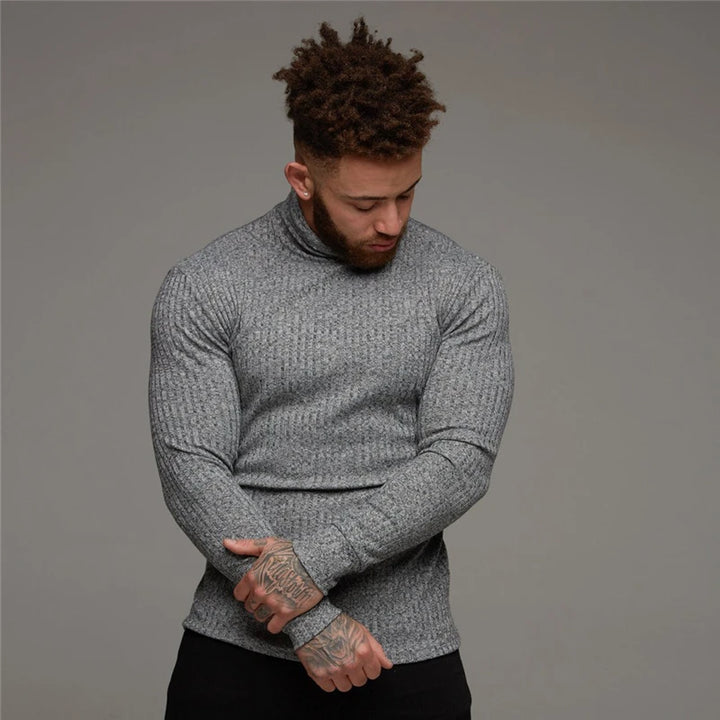 Turtleneck Sweater Men Slim Casual Knit