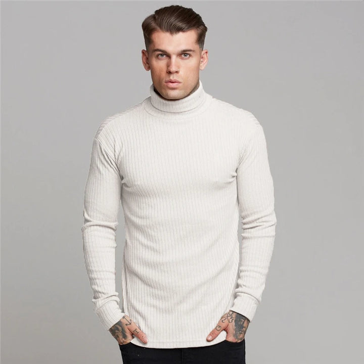 Turtleneck Sweater Men Slim Casual Knit