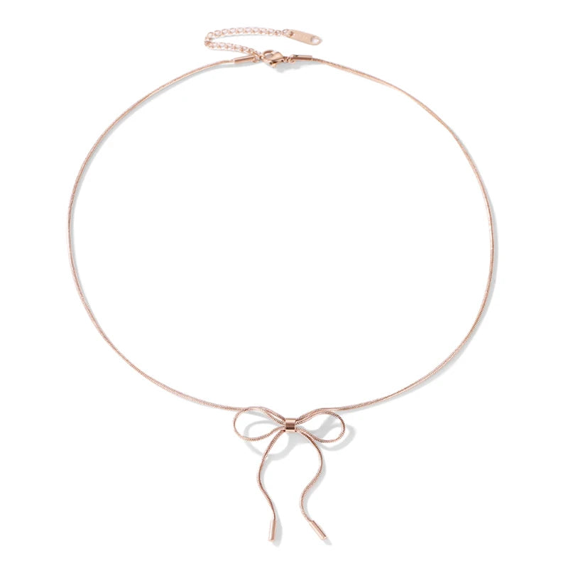 Butterfly Bowknot Necklace Women’s Titanium Chain