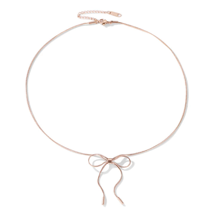 Butterfly Bowknot Necklace Women’s Titanium Chain