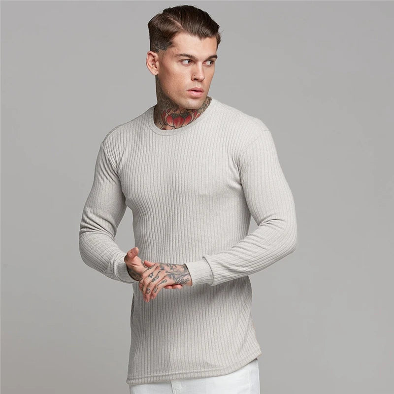 Turtleneck Sweater Men Slim Casual Knit