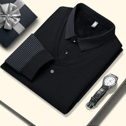 Striped Lapel Fake Two-Piece Shirt