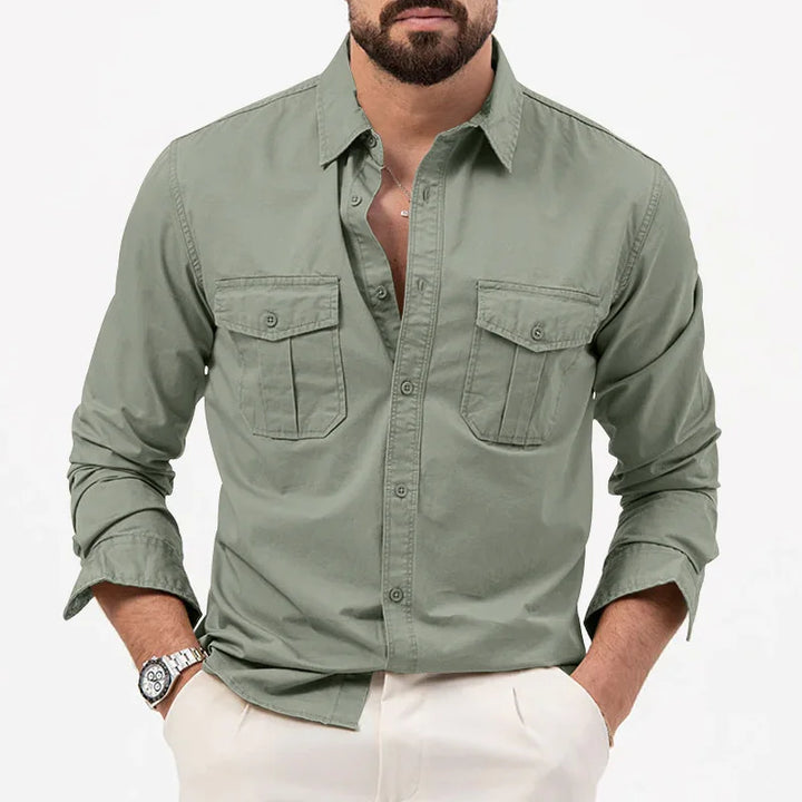 Men’s Smart Casual Cotton Shirt Army Green