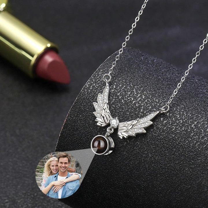 Custom Angel Wings Photo Necklace