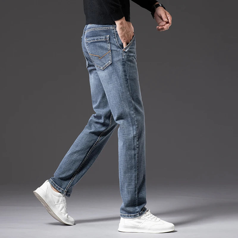 Cotton Blue Straight Pants