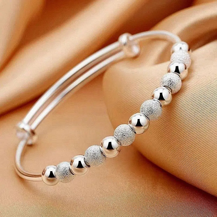 925 Silver Charm Beads Bracelet Adjustable Bangle