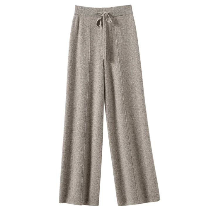 Wide-Leg Knit Pants Drawstring & Slim Fit