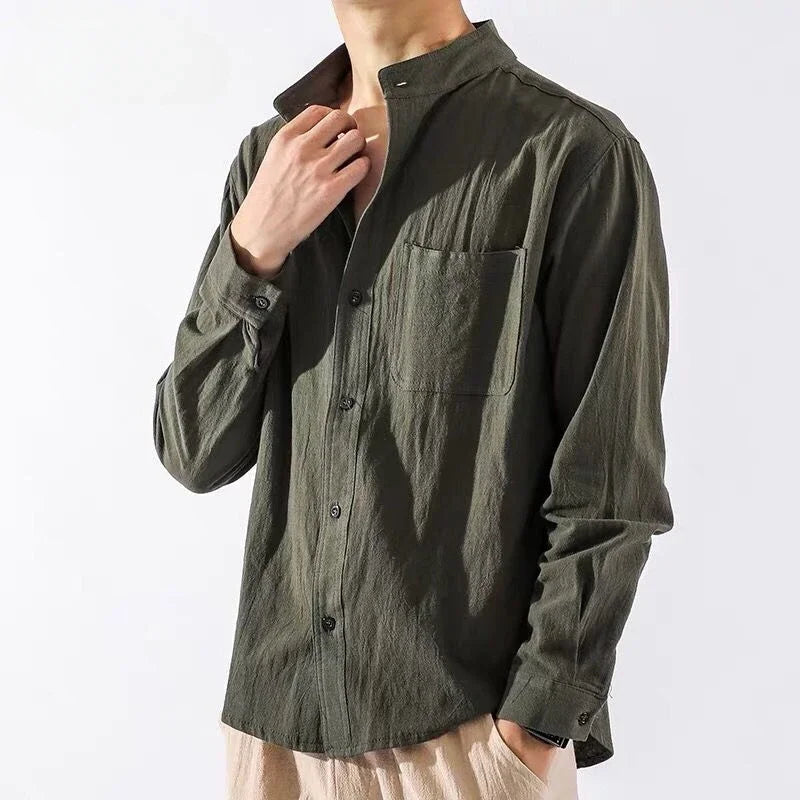 Men’s Linen Shirt with Pocket White 2024