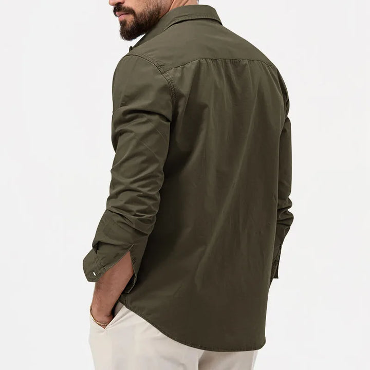 Men’s Smart Casual Cotton Shirt Army Green