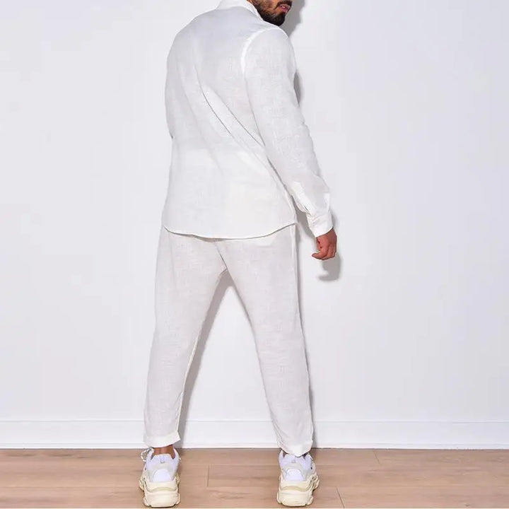 Linen-Style Shirt & Trousers Set for Men