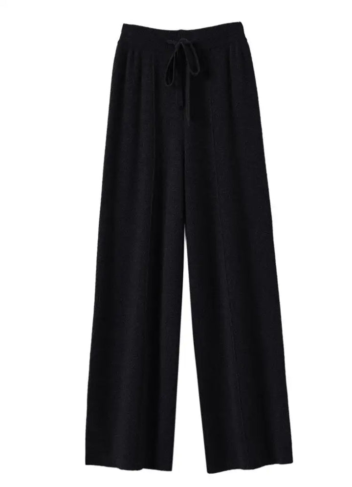 Wide-Leg Knit Pants Drawstring & Slim Fit