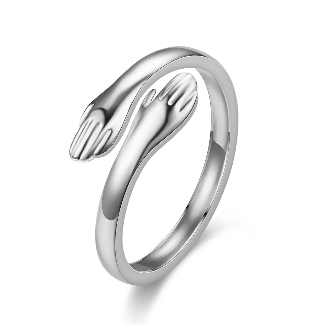 Warm Embrace Hug Ring Adjustable Gold Open Band