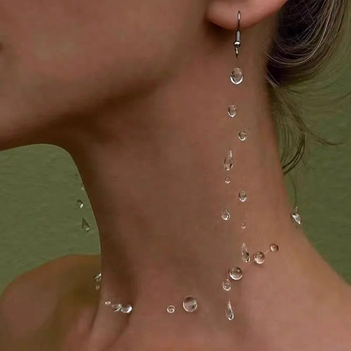 Crystal Teardrop Necklace Layered Ice Dewdrop