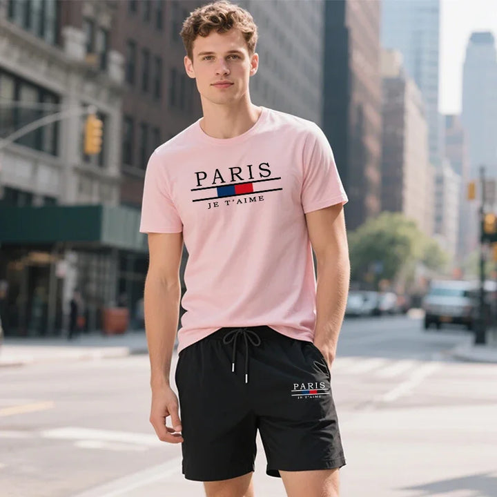 Printed T-shirt + Shorts Set for Men
