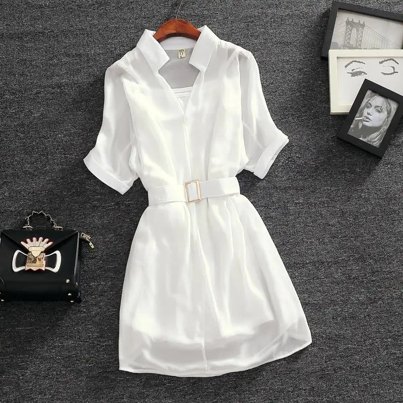 Chic Chiffon Blazer Dress Batwing Sleeve