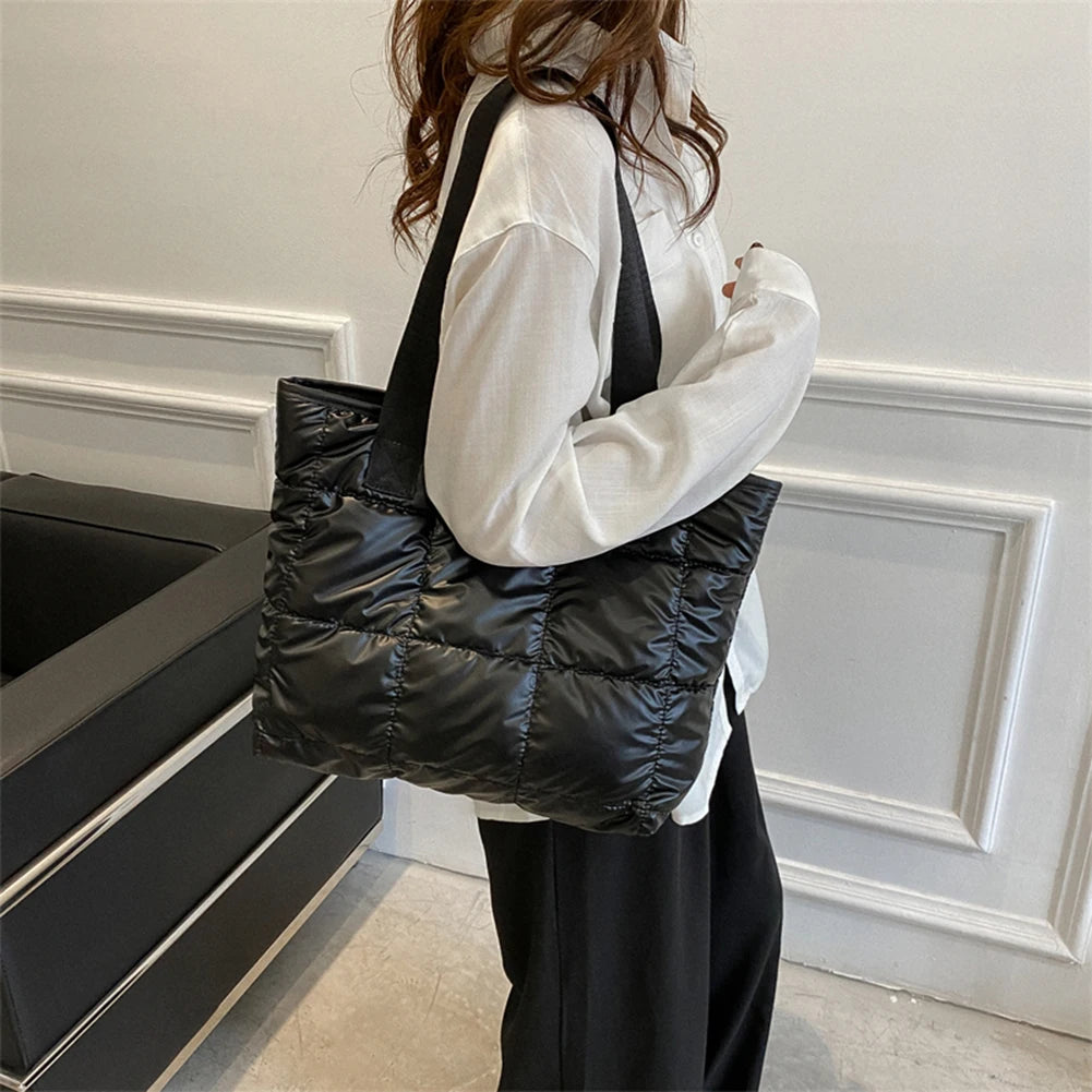 Cotton-Padded Tote Bag Quilted & Spacious