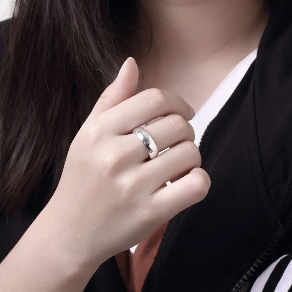 925 Silver Circle Ring Simple Round Design for Women