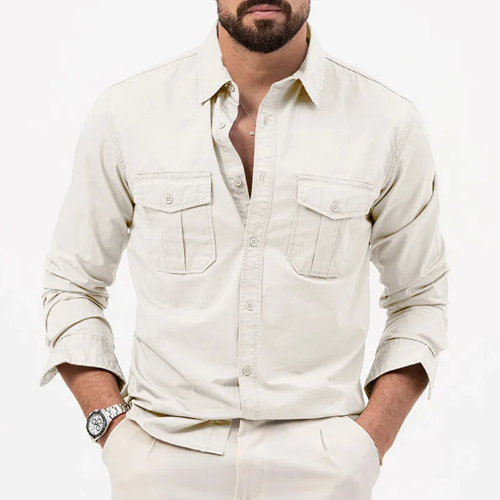 Men’s Smart Casual Cotton Shirt Army Green