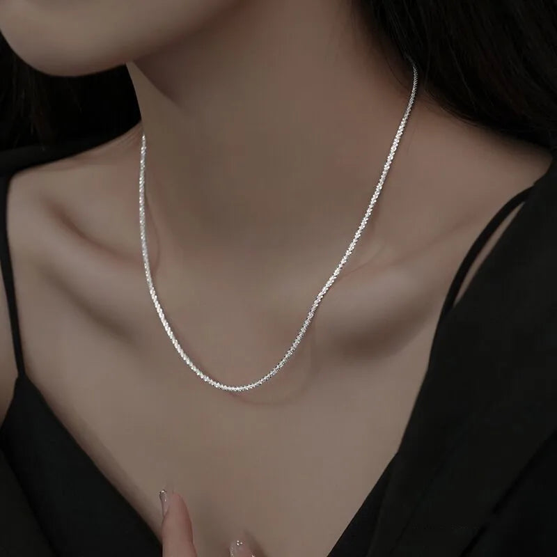S925 Collarbone Necklace 2mm Round Pendant
