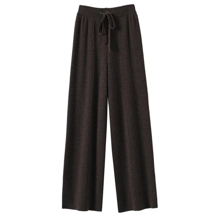 Wide-Leg Knit Pants Drawstring & Slim Fit