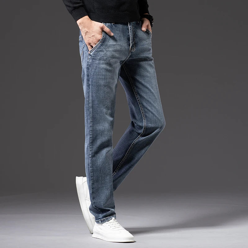 Cotton Blue Straight Pants