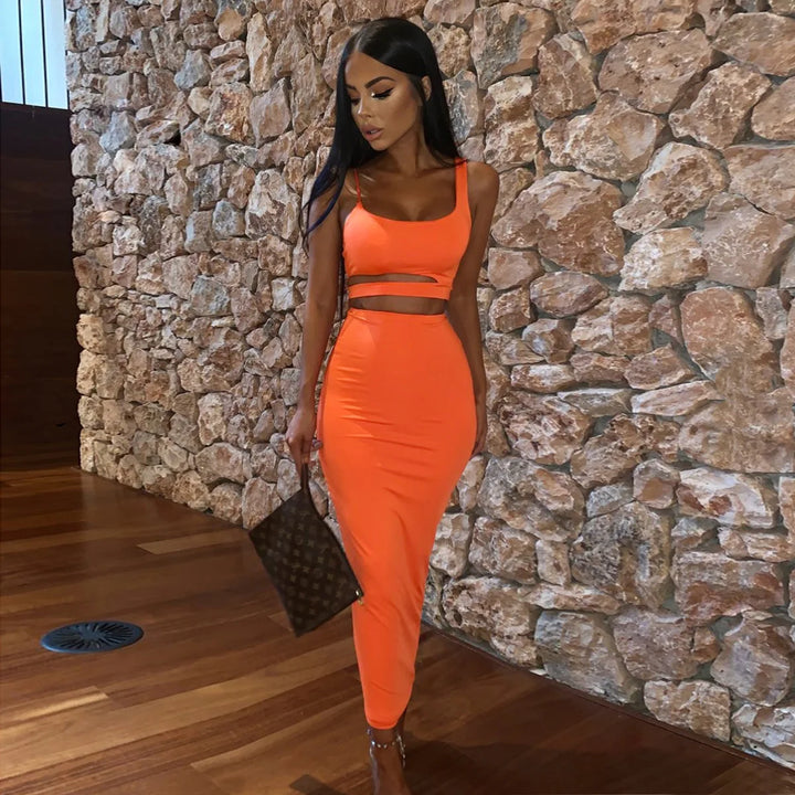 Two-Piece Sexy Pleated Dress Party & Club