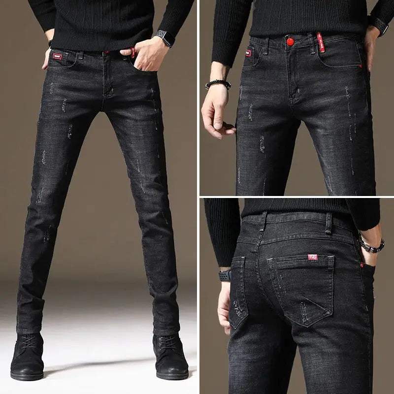 Washed Pockets Embroid Badge Jeans