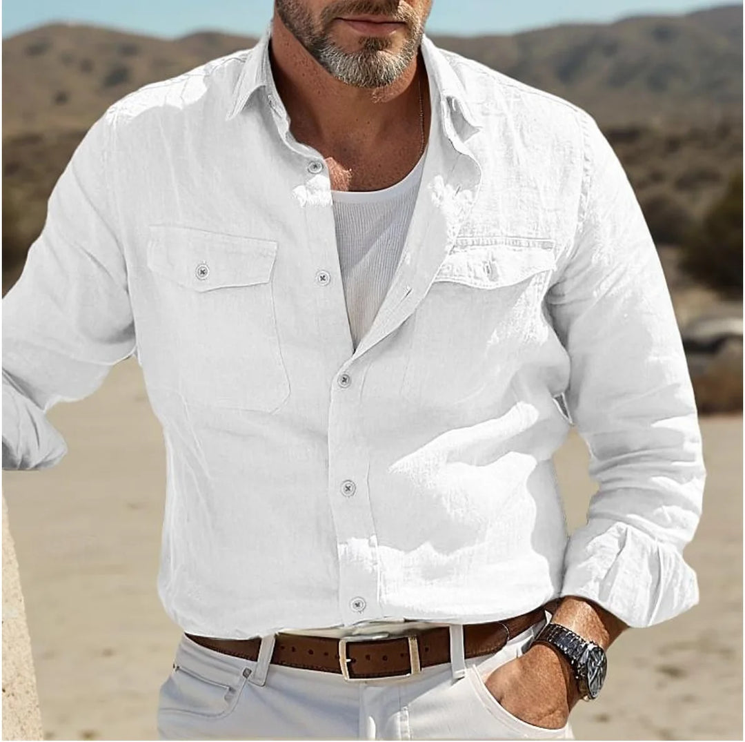 Men’s Casual Linen-Blend Button-up Shirt