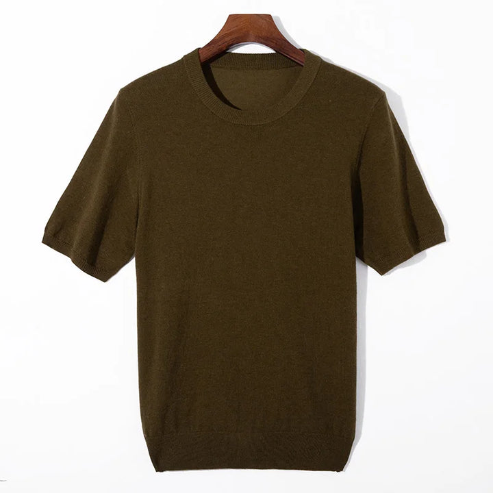 Silk Wool Short Sleeve Sweater for Men