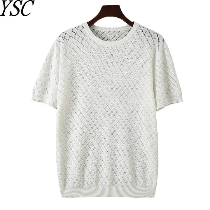 Breathable Cotton Short-Sleeve Sweater