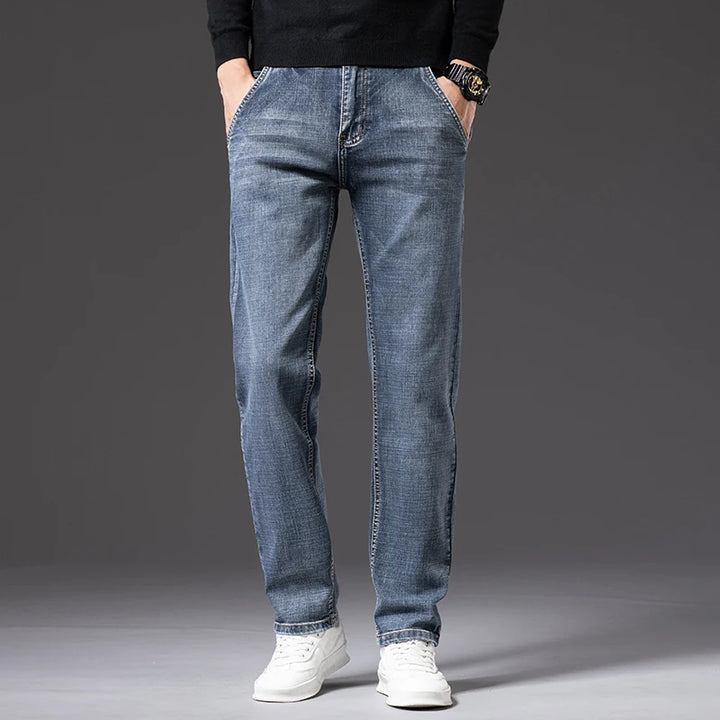 Cotton Blue Straight Pants
