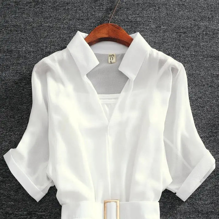 Chic Chiffon Blazer Dress Batwing Sleeve