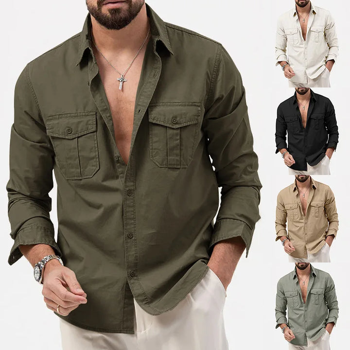 Men’s Smart Casual Cotton Shirt Army Green