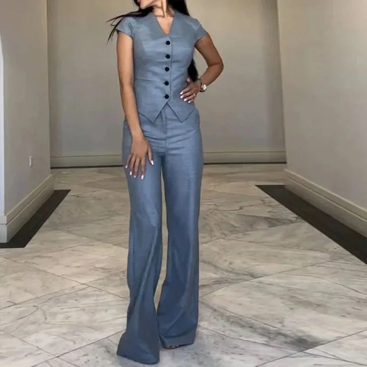 Summer 2-Piece Suit V-Neck Coat & Trousers