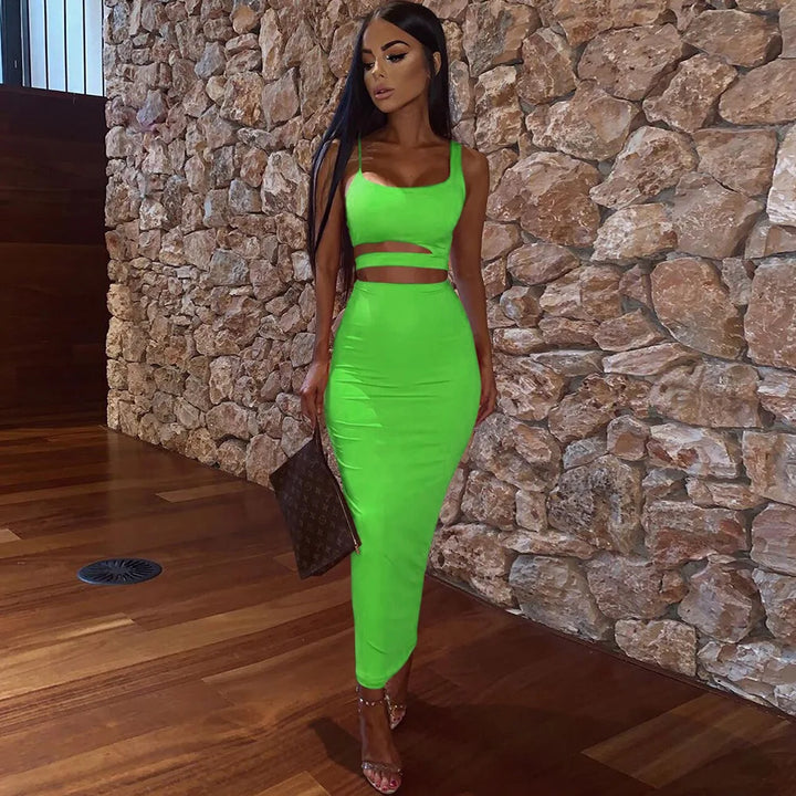 Two-Piece Sexy Pleated Dress Party & Club
