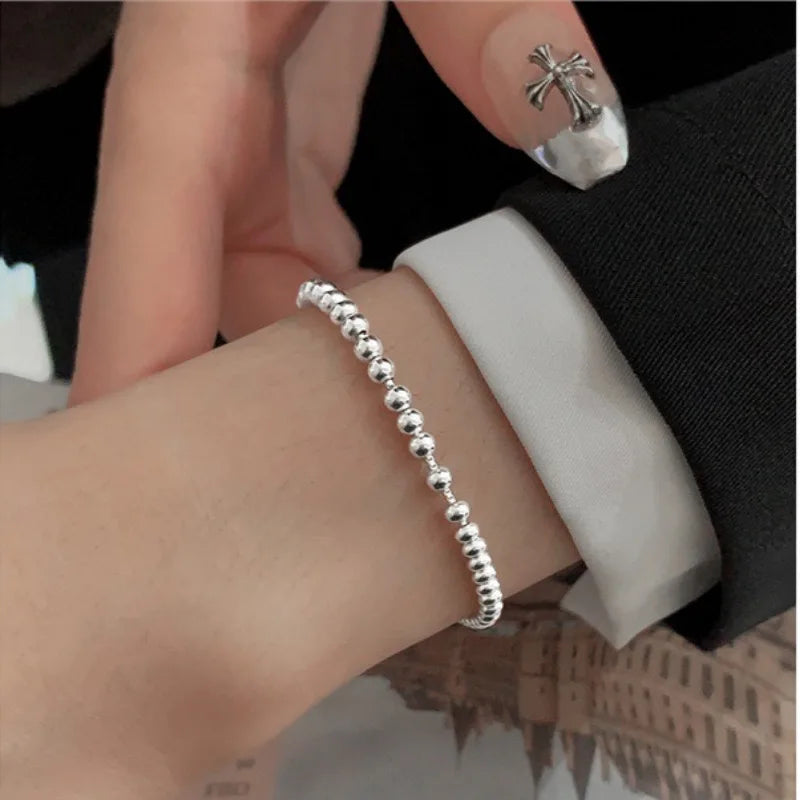 925 Silver Beaded Bracelet Adjustable Chain