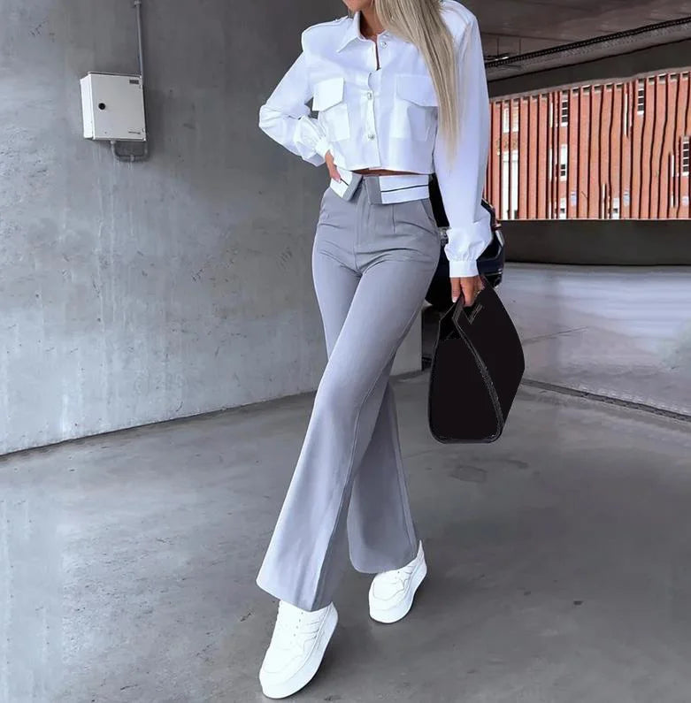 Women's Autumn 2-Piece Set Shirt & Trousers